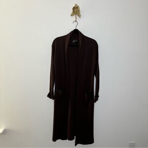 Line and Dot Open Cardigan Duster Brown XS
